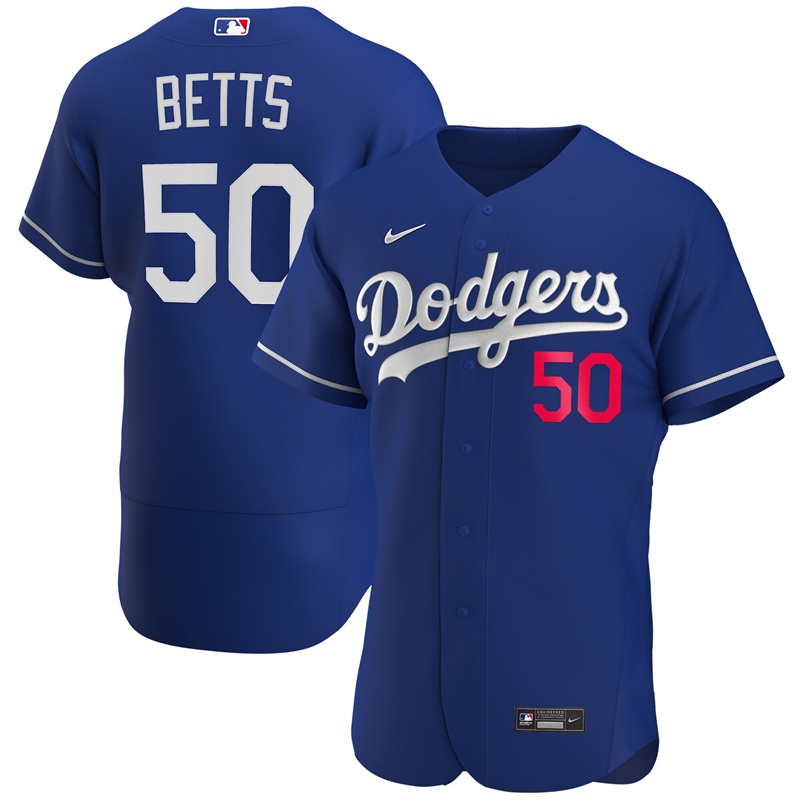 2020 MLB Men Los Angeles Dodgers Mookie Betts Nike Royal 2020 Alternate Official Authentic Player Jersey 1->customized mlb jersey->Custom Jersey